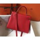 Borsa Hermes Kelly 28cm Retourne rossa Clemence Replica Replica Perfette Borsa Hermes Kelly 28cm Retourne rossa Clemence imitazioni