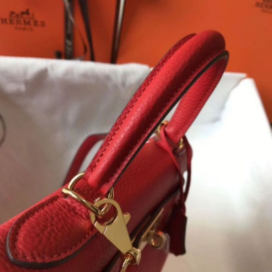 Borsa Hermes Kelly 28cm Retourne rossa Clemence Replica Replica Perfette Borsa Hermes Kelly 28cm Retourne rossa Clemence imitazioni