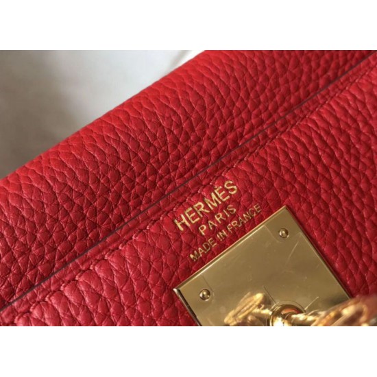 Borsa Hermes Kelly 28cm Retourne rossa Clemence Replica Replica Perfette Borsa Hermes Kelly 28cm Retourne rossa Clemence imitazioni