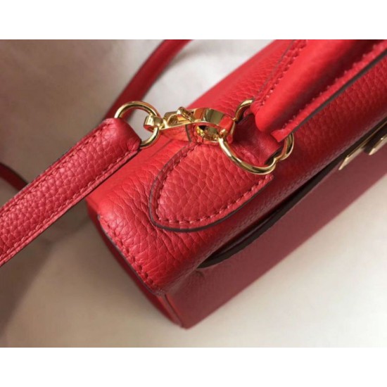 Borsa Hermes Kelly 28cm Retourne rossa Clemence Replica Replica Perfette Borsa Hermes Kelly 28cm Retourne rossa Clemence imitazioni