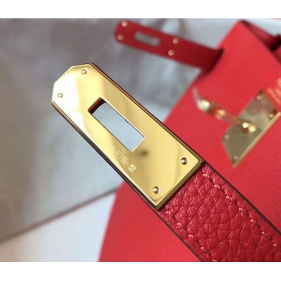 Borsa Hermes Kelly 28cm Retourne rossa Clemence Replica Replica Perfette Borsa Hermes Kelly 28cm Retourne rossa Clemence imitazioni
