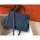 Borsa Hermes Kelly 32cm Retourne blu agata Clemence Replica Replica Perfette Borsa Hermes Kelly 32cm Retourne blu agata Clemence imitazioni