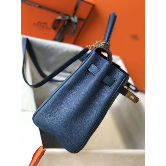Borsa Hermes Kelly 32cm Retourne blu agata Clemence Replica Replica Perfette Borsa Hermes Kelly 32cm Retourne blu agata Clemence imitazioni