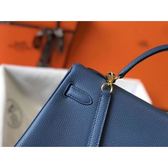 Borsa Hermes Kelly 32cm Retourne blu agata Clemence Replica Replica Perfette Borsa Hermes Kelly 32cm Retourne blu agata Clemence imitazioni