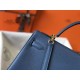 Borsa Hermes Kelly 32cm Retourne blu agata Clemence Replica Replica Perfette Borsa Hermes Kelly 32cm Retourne blu agata Clemence imitazioni