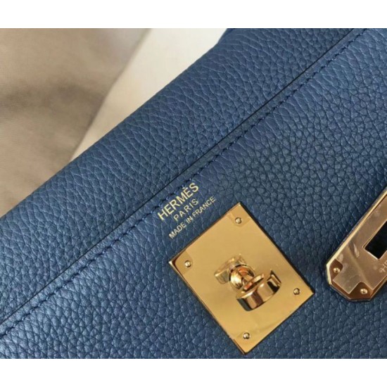 Borsa Hermes Kelly 32cm Retourne blu agata Clemence Replica Replica Perfette Borsa Hermes Kelly 32cm Retourne blu agata Clemence imitazioni