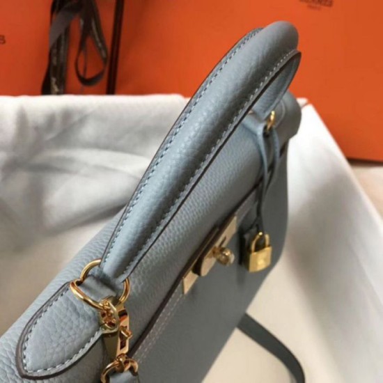 Hermes Kelly 32cm Retourne Borse Replica Blu Lin Clemence qualità specchio Replica Perfette Hermes Kelly 32cm Retourne Borse Blu Lin Clemence imitazioni