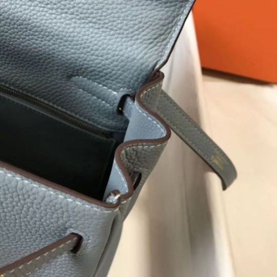 Hermes Kelly 32cm Retourne Borse Replica Blu Lin Clemence qualità specchio Replica Perfette Hermes Kelly 32cm Retourne Borse Blu Lin Clemence imitazioni