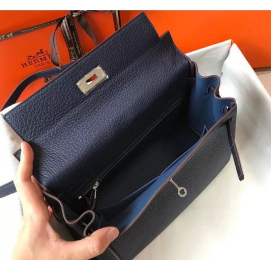 Hermes Kelly 32cm Retourne Borsa Blu Navy Clemence Replica Replica Perfette Hermes Kelly 32cm Retourne Borsa Blu Navy Clemence imitazioni