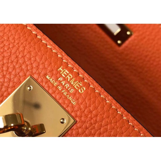 Hermes Kelly 32cm Retourne Borsa Arancione Clemence Replica Replica Perfette Hermes Kelly 32cm Retourne Borsa Arancione Clemence imitazioni