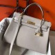 Hermes Kelly 32cm Retourne Borsa Grigio Perla Clemence Replica Replica Perfette Hermes Kelly 32cm Retourne Borsa Grigio Perla Clemence imitazioni