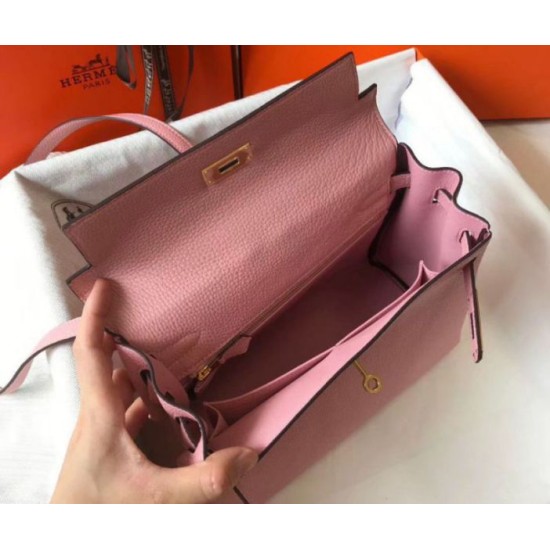 Hermes Kelly 32cm Retourne Borsa Rosa Clemence Replica Replica Perfette Hermes Kelly 32cm Retourne Borsa Rosa Clemence imitazioni