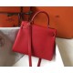 Hermes Kelly 32cm Retourne Borsa Replica Rossa Clemence qualità specchio Replica Perfette Hermes Kelly 32cm Retourne Borsa 1:1 Rossa Clemence imitazioni