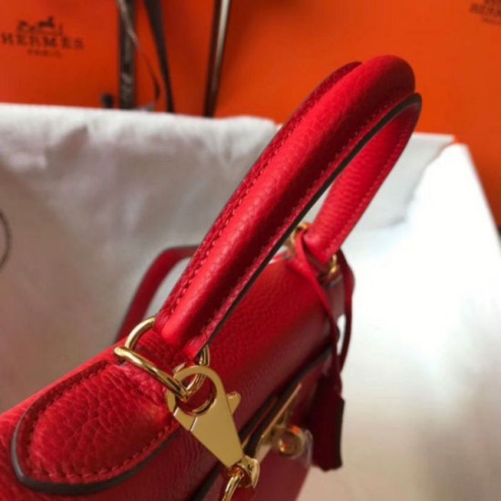Hermes Kelly 32cm Retourne Borsa Replica Rossa Clemence qualità specchio Replica Perfette Hermes Kelly 32cm Retourne Borsa 1:1 Rossa Clemence imitazioni