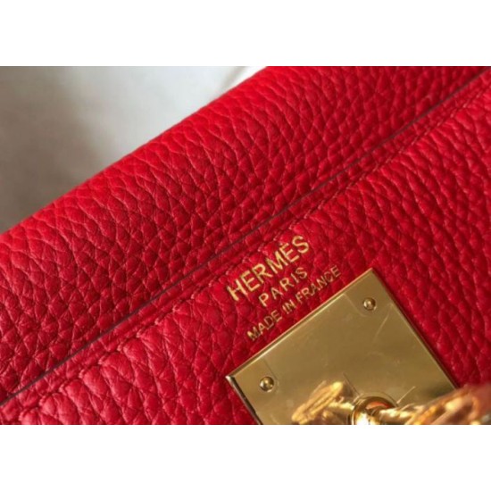 Hermes Kelly 32cm Retourne Borsa Replica Rossa Clemence qualità specchio Replica Perfette Hermes Kelly 32cm Retourne Borsa 1:1 Rossa Clemence imitazioni