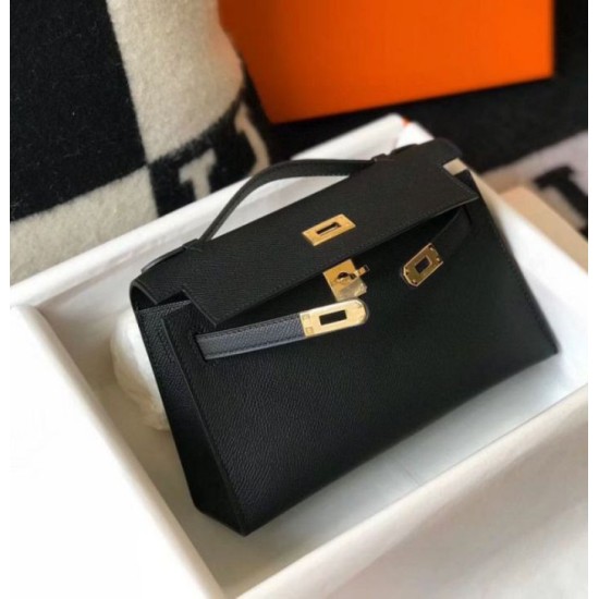 Hermes Kelly Pochette Imitazioni borse griffate Nero Epsom Replica Replica Perfette Hermes Kelly Pochette Imitazioni borse griffate Nero Epsom imitazioni