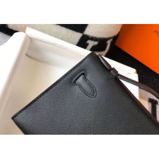 Hermes Kelly Pochette Imitazioni borse griffate Nero Epsom Replica Replica Perfette Hermes Kelly Pochette Imitazioni borse griffate Nero Epsom imitazioni
