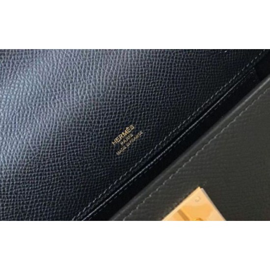 Hermes Kelly Pochette Imitazioni borse griffate Nero Epsom Replica Replica Perfette Hermes Kelly Pochette Imitazioni borse griffate Nero Epsom imitazioni
