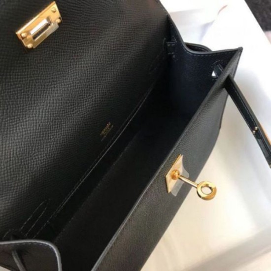Hermes Kelly Pochette Imitazioni borse griffate Nero Epsom Replica Replica Perfette Hermes Kelly Pochette Imitazioni borse griffate Nero Epsom imitazioni