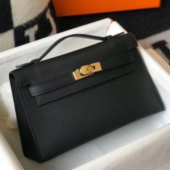 Hermes Kelly Pochette Imitazioni borse griffate Nero Epsom Replica Replica Perfette Hermes Kelly Pochette Imitazioni borse griffate Nero Epsom imitazioni