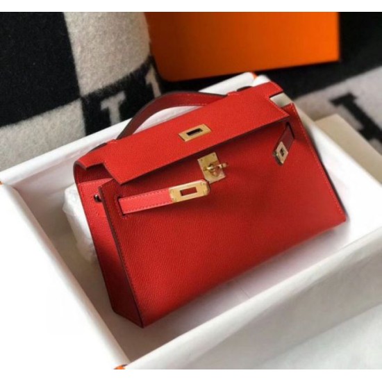 Hermes Kelly Pochette Borsa Rosso Epsom Replica Replica Perfette Hermes Kelly Pochette Borsa Rosso Epsom imitazioni