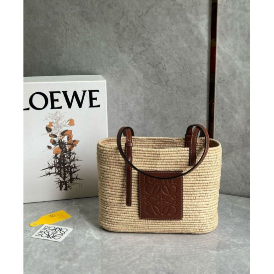 Loewe Piccolo Square Basket Borse Firmate Replica Raffia e vitello marrone qualità specchio Replica Perfette Loewe Piccolo Square Basket Borse Firmate Raffia e vitello marrone imitazioni