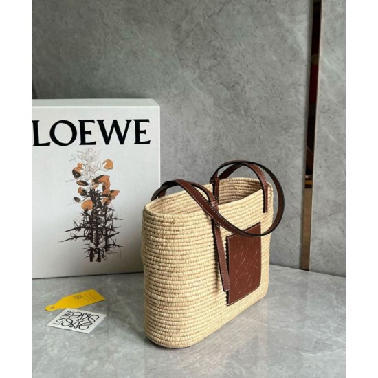 Loewe Piccolo Square Basket Borse Firmate Replica Raffia e vitello marrone qualità specchio Replica Perfette Loewe Piccolo Square Basket Borse Firmate Raffia e vitello marrone imitazioni