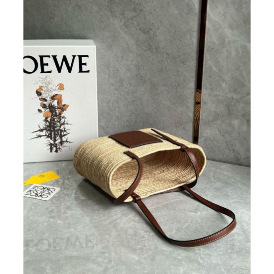 Loewe Piccolo Square Basket Borse Firmate Replica Raffia e vitello marrone qualità specchio Replica Perfette Loewe Piccolo Square Basket Borse Firmate Raffia e vitello marrone imitazioni
