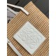 Loewe Piccolo Square Basket Bora Pari replica Raffia e vitello bianca qualità specchio Replica Perfette Loewe Piccolo Square Basket Bora Pari Raffia e vitello bianca imitazioni