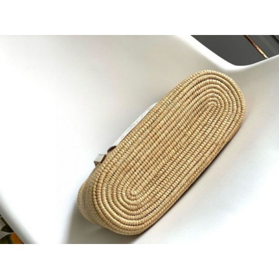 Loewe Piccolo Square Basket Bora Pari replica Raffia e vitello bianca qualità specchio Replica Perfette Loewe Piccolo Square Basket Bora Pari Raffia e vitello bianca imitazioni