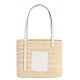 Loewe Piccolo Square Basket Bora Pari replica Raffia e vitello bianca qualità specchio Replica Perfette Loewe Piccolo Square Basket Bora Pari Raffia e vitello bianca imitazioni