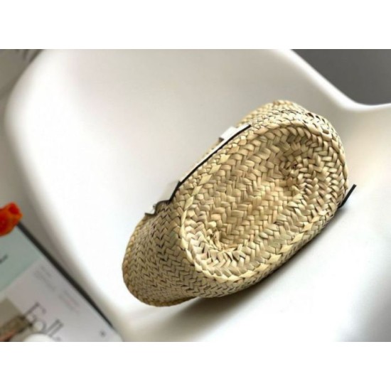 Loewe Piccolo Basket Borse Replica Raffia e vitello bianca qualità specchio Replica Perfette Loewe Piccolo Basket Borse Raffia e vitello bianca imitazioni