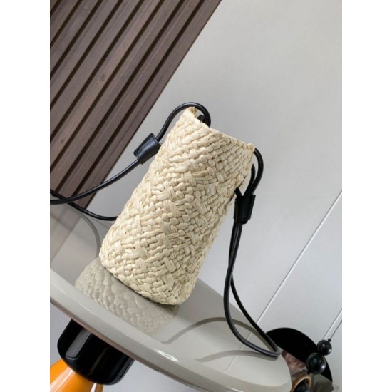 Replica Perfette Loewe Piccolo Anagram Basket Imitazioni borse griffate Iraca Palm e Vitello Nero imitazioni