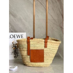 Loewe Medium Basket Borsa Pari Raffia e vitello marrone Loewe Medium Basket Borsa Pari Raffia e vitello marrone
