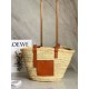 Loewe Medium Basket Bora Pari replica Raffia e vitello marrone qualità specchio Replica Perfette Loewe Medium Basket Bora Pari Raffia e vitello marrone imitazioni