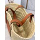 Loewe Medium Basket Bora Pari replica Raffia e vitello marrone qualità specchio Replica Perfette Loewe Medium Basket Bora Pari Raffia e vitello marrone imitazioni