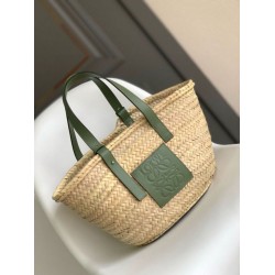 Loewe Medium Basket Borse Raffia e vitello rosmarino