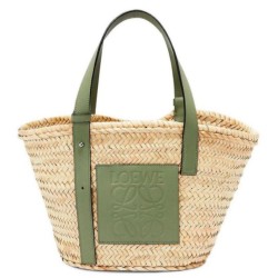 Loewe Medium Basket Borse Raffia e vitello rosmarino