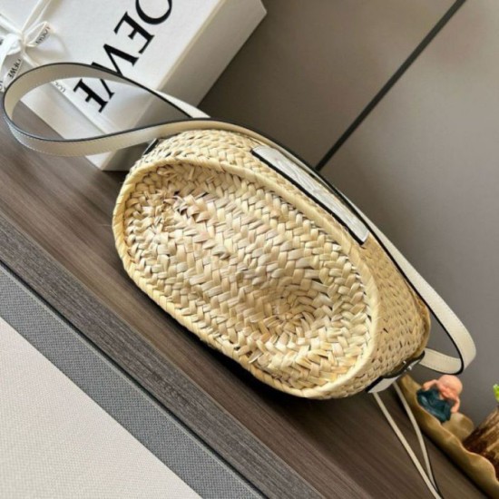 Loewe Drawstring Bucket Borsa Palm Leaf e vitello bianca Replica Replica Perfette Loewe Drawstring Bucket Borsa Palm Leaf e vitello bianca imitazioni