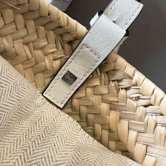 Loewe Drawstring Bucket Borsa Palm Leaf e vitello bianca Replica Replica Perfette Loewe Drawstring Bucket Borsa Palm Leaf e vitello bianca imitazioni