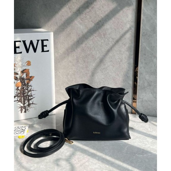 Loewe Mini Flamenco Clutch Borse Firmate Replica Nero Nappa Vitello qualità specchio Replica Perfette Loewe Mini Flamenco Clutch Borse Firmate Nero Nappa Vitello imitazioni