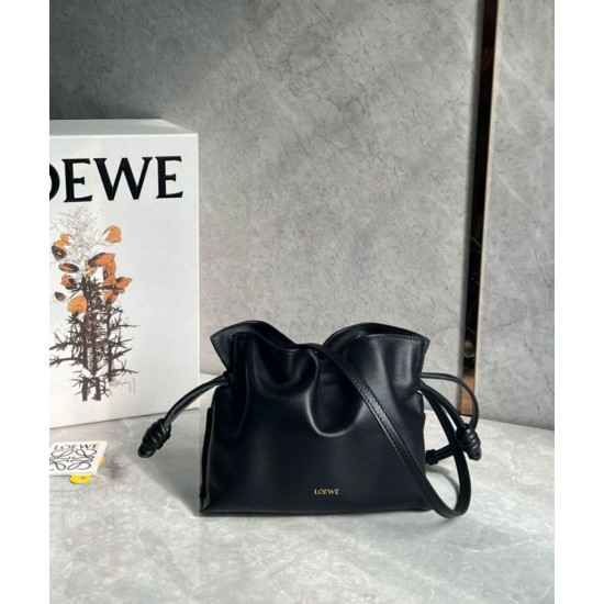 Loewe Mini Flamenco Clutch Borse Firmate Replica Nero Nappa Vitello qualità specchio Replica Perfette Loewe Mini Flamenco Clutch Borse Firmate Nero Nappa Vitello imitazioni