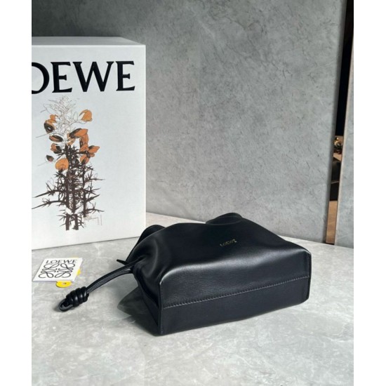 Loewe Mini Flamenco Clutch Borse Firmate Replica Nero Nappa Vitello qualità specchio Replica Perfette Loewe Mini Flamenco Clutch Borse Firmate Nero Nappa Vitello imitazioni