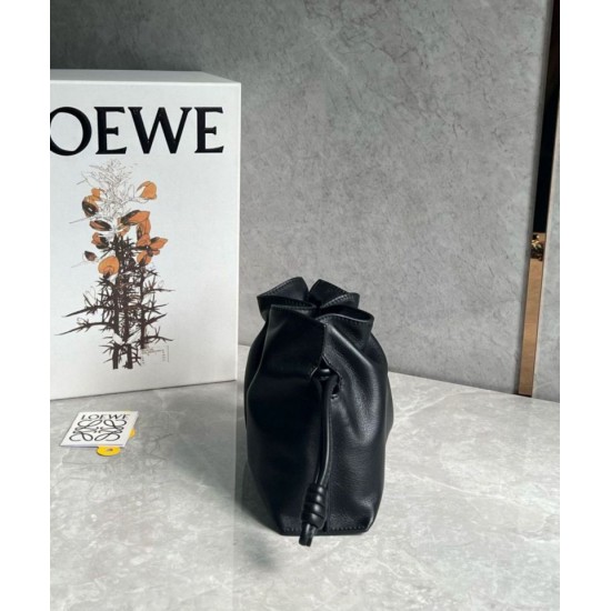 Loewe Mini Flamenco Clutch Borse Firmate Replica Nero Nappa Vitello qualità specchio Replica Perfette Loewe Mini Flamenco Clutch Borse Firmate Nero Nappa Vitello imitazioni