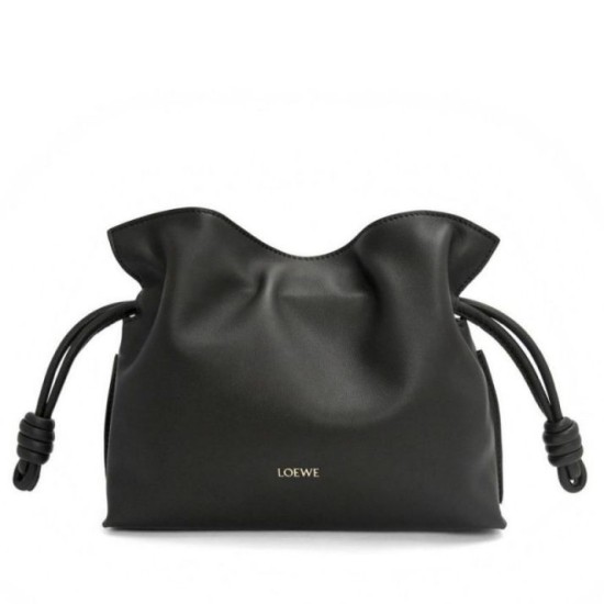 Loewe Mini Flamenco Clutch Borse Firmate Replica Nero Nappa Vitello qualità specchio Replica Perfette Loewe Mini Flamenco Clutch Borse Firmate Nero Nappa Vitello imitazioni