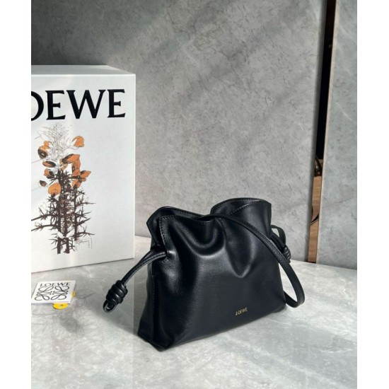 Loewe Mini Flamenco Clutch Borse Firmate Replica Nero Nappa Vitello qualità specchio Replica Perfette Loewe Mini Flamenco Clutch Borse Firmate Nero Nappa Vitello imitazioni