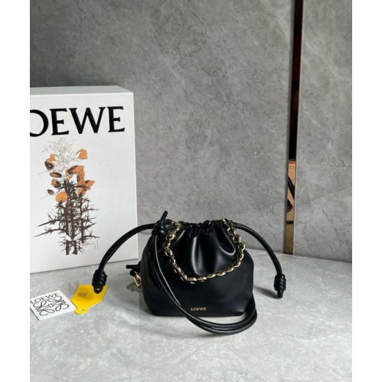 Loewe Mini Flamenco Purse Borse Replica Nero Nappa Agnello qualità specchio Replica Perfette Loewe Mini Flamenco Purse Borse Nero Nappa Agnello imitazioni