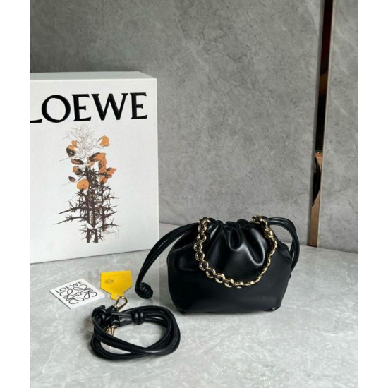 Loewe Mini Flamenco Purse Borse Replica Nero Nappa Agnello qualità specchio Replica Perfette Loewe Mini Flamenco Purse Borse Nero Nappa Agnello imitazioni