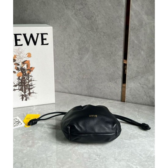 Loewe Mini Flamenco Purse Borse Replica Nero Nappa Agnello qualità specchio Replica Perfette Loewe Mini Flamenco Purse Borse Nero Nappa Agnello imitazioni