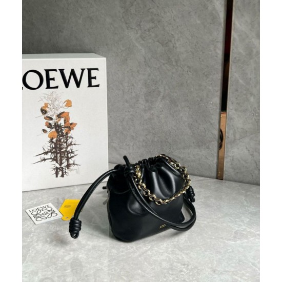 Loewe Mini Flamenco Purse Borse Replica Nero Nappa Agnello qualità specchio Replica Perfette Loewe Mini Flamenco Purse Borse Nero Nappa Agnello imitazioni